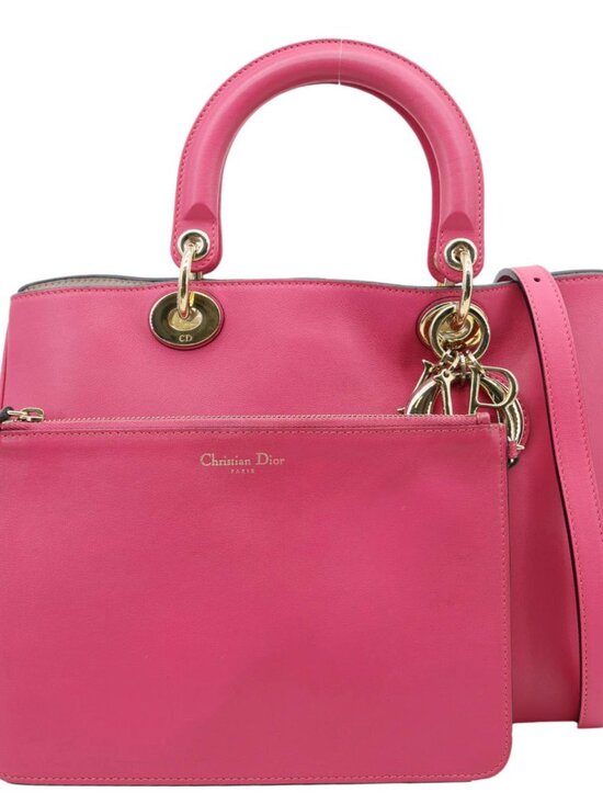 Christian Dior  Diorissimo Medium Calfskin Leather Tote Bag Fuchsia - Picture 1 of 15